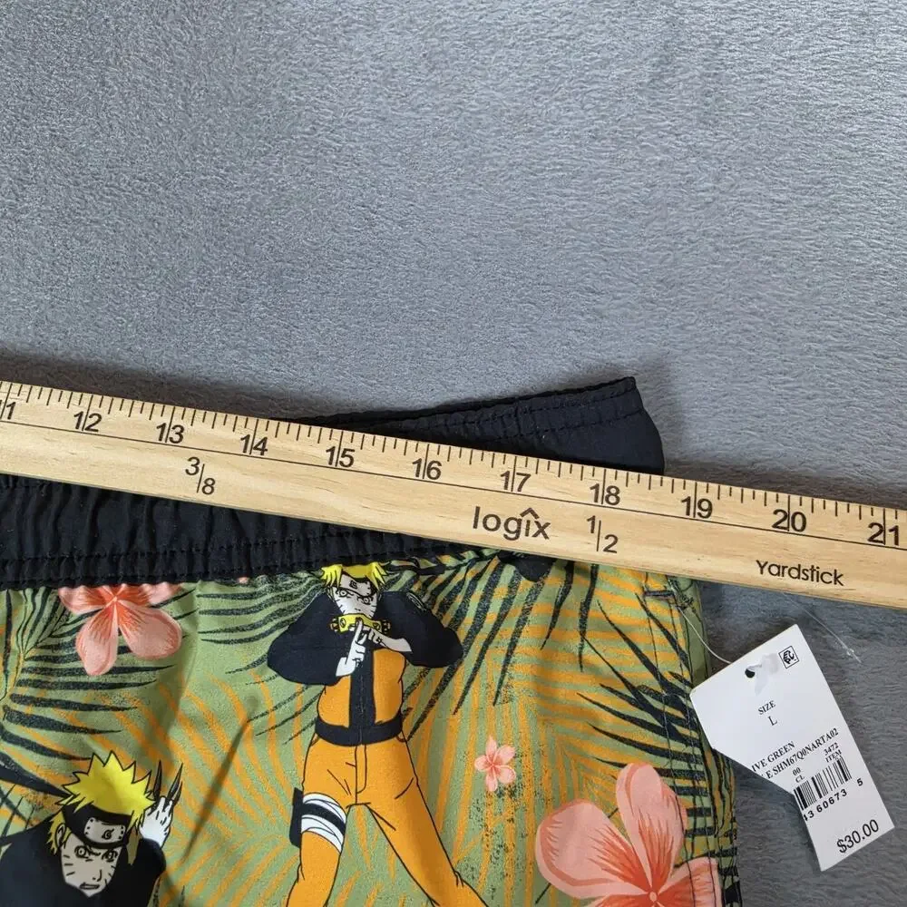 Naruto Shippuden Swim Trunks Men's Large Tropical Beach Board Shorts NWT Anime